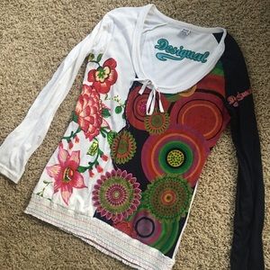 EUC Desigual ruched waist top